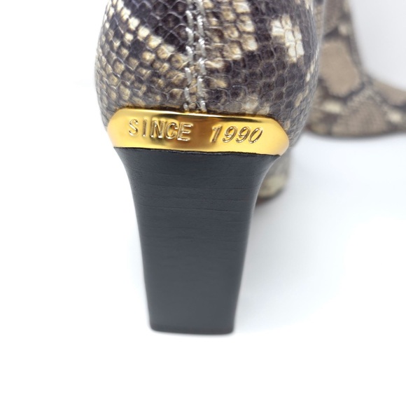 Franco Sarto Briar Grey Snake Print Snip Toe Heel Booties - Picture 8 of 13